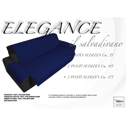 COPRIDIVANO BLU SALVADIVANO ELEGANCE ANTIMACCHIA TRAPUNTATO PIANO LISCIO BLU