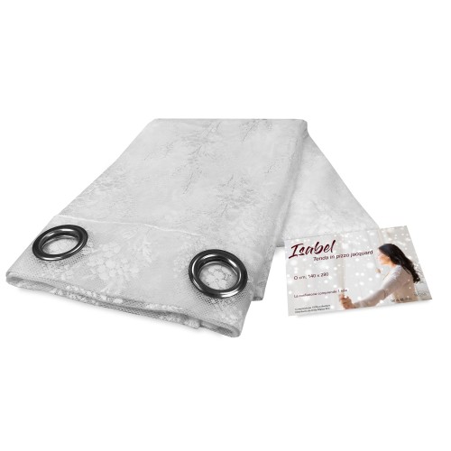 RIDEAU ISABEL blanc cm. 140X280 EMBALLÉS dans de la DENTELLE jacquard