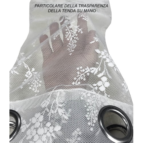 TENDA tendaggio ISABEL bianco cm. 140X280 CONFEZIONATA in PIZZO jacquard