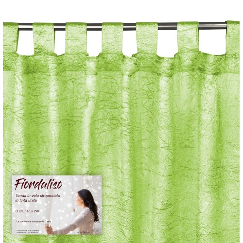 FIORDALISO CURTAIN in solid color GREEN CM. 140X290 Packaged