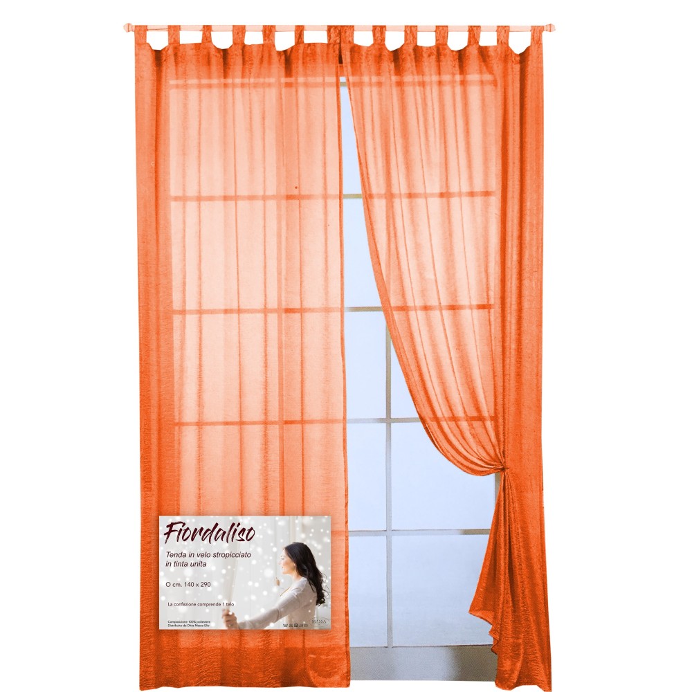 FIORDALISO CURTAIN in solid color ORANGE CM. 140X290 Packaged