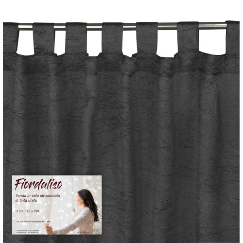 FIORDALISO CURTAIN in solid color BLACK CM. 140X290 Packaged