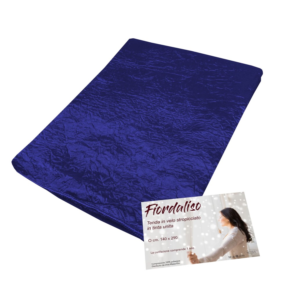 FIORDALISO CURTAIN in solid color DARK BLUE CM. 140X290 Packaged