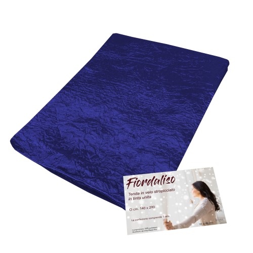 FIORDALISO CURTAIN in solid color DARK BLUE CM. 140X290 Packaged